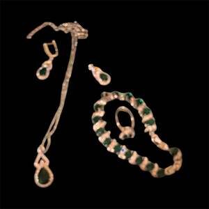 Green Jewelry Sets For Women BriLove Wedding Jewelry Set - Cubic Zirconia Neckla